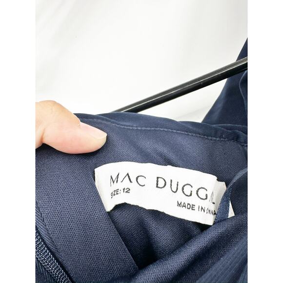 Mac Duggal 12231 Midnight Beaded Cuff Drop Shoulder Faux Wrap Gown 12 NWT - Picture 6 of 7